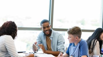 mentor talking with child